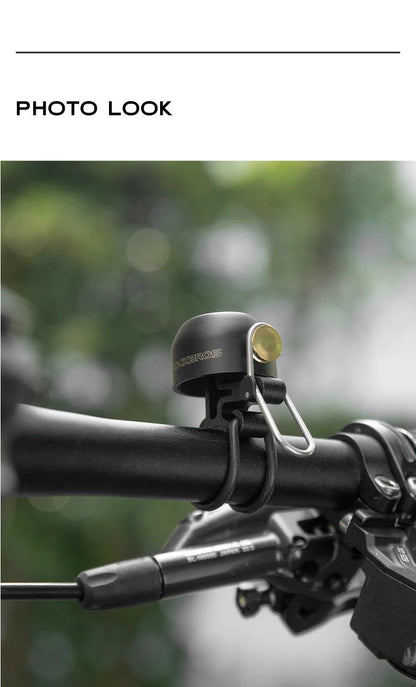 ROCKBROS Bicycle Bell Safety Warning Bike Bell Horn Handlebar Copper Alloy Non-slip Bicycle Alloy Ring Crisp Sound Cycling Alarm