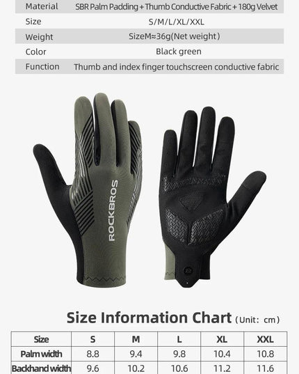 ROCKBROS Summer Cycling Gloves Breathable MTB Road Bike Non-slip Gloves Touch Screen Spring Full Finger Motorcycle Riding Gloves