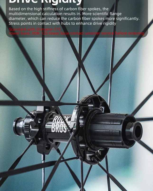 ROCKBROS Carbon Bicycle Wheelset 38mm 55mm Wheel Tubeless Clincher Tires Cycling Wheel Set Road Bike Steel Ball/Ceramic Peilin