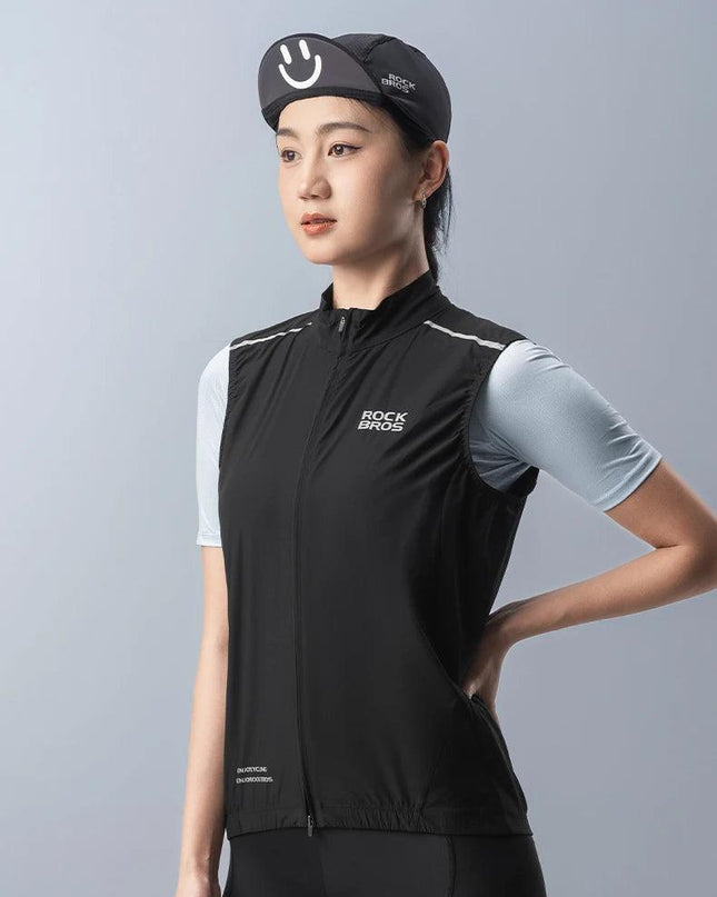 ROCKBROS Cycling Vest for Men Breathable Bicycle Clothing Outdoor Sports Windproof Running Vest Reflective Quick Dry Jersey