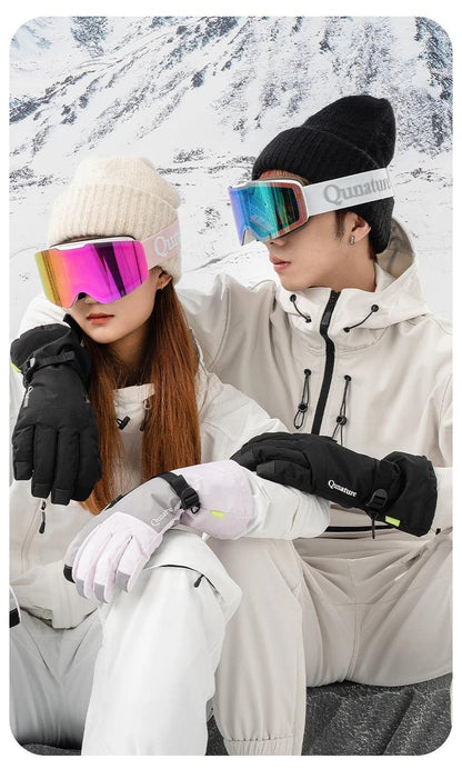 Qunature Ski Goggles Large Frame Snowboard Snow Goggles Double Layers UV400 Anti-fog Ski Glasses Skiing Outdoor Sport Eyewear