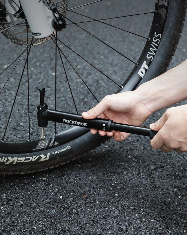 ROCKBROS Portable Pocket Pump With Ratchet 120PSI AV/FV Aluminum Alloy Ultralight Bicycle Tire Pump Inflator Cycling Tire Pump