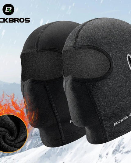 ROCKBROS Warm Windproof Cycling Headgear Breathable Face Mask Outdoor Electric Bicycle Balaclava Bike Skiing Fleece Head Hat
