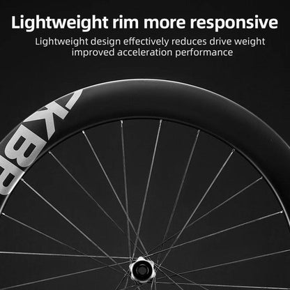 ROCKBROS Carbon Wheels 700c Road Bike Wheelset Tubeless Clincher Tires Rim Center Lock Or 6-bolt Back Road Cycling Wheelset