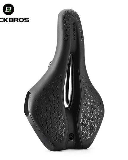 ROCKBROS Bicycle Saddle Hollow Breathable Shockproof Cycling Seat PU Non-Slip Leather Cushion Lightweight MTB Road Bike Saddle