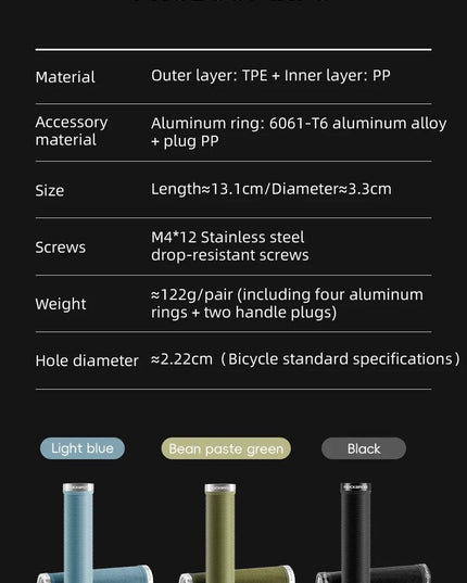 ROCKBROS Bicycle HandleBar Grips Rubber Soft MTB Mountain Bike Grips Dustproof Handlebar Protect Cover Aluminum Alloy Lock Ring