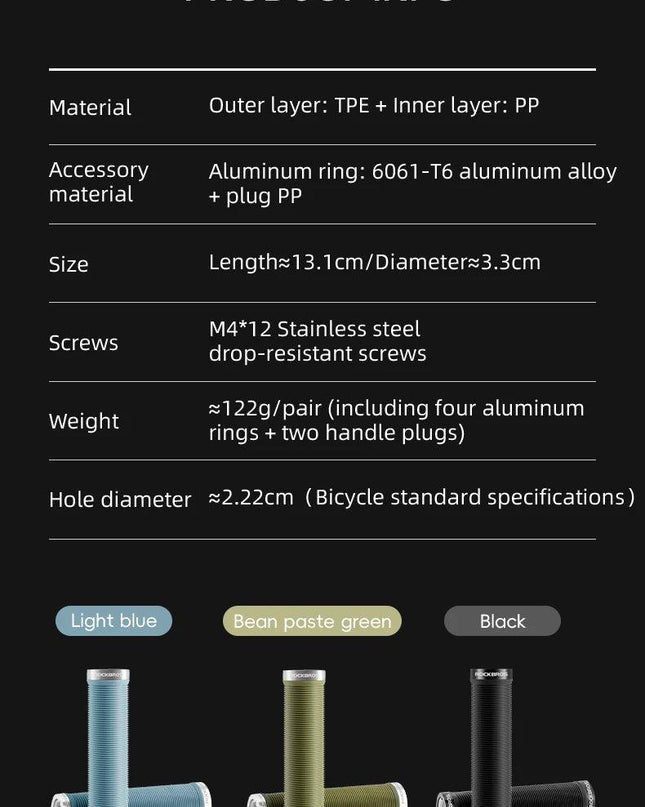 ROCKBROS Bicycle HandleBar Grips Rubber Soft MTB Mountain Bike Grips Dustproof Handlebar Protect Cover Aluminum Alloy Lock Ring