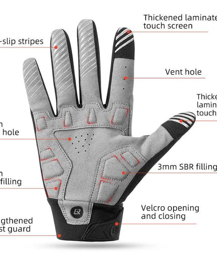 ROCKBROS Bike Glove Winter Warm Windproof Gloves Fleece Long Finger Touch screen Gloves Outdoor Sports Running Riding Mittens