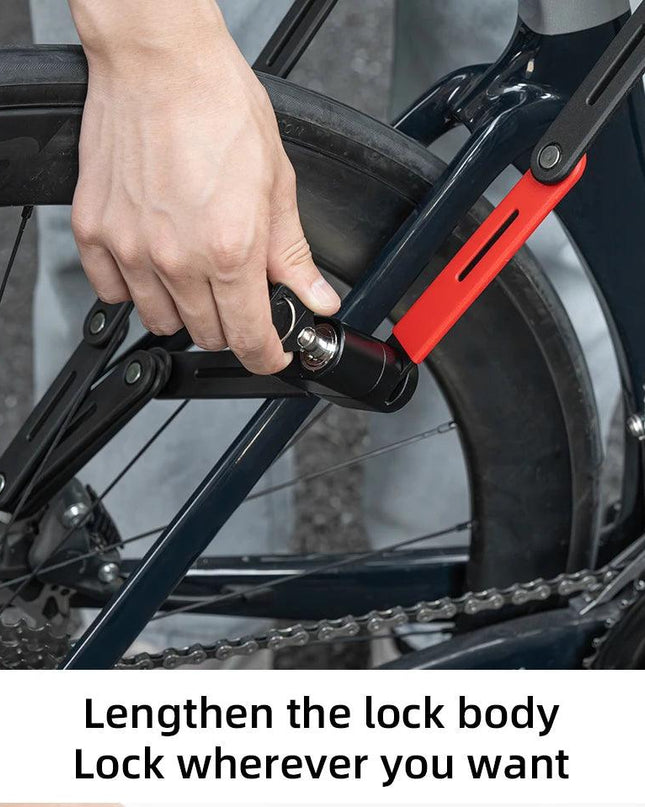 ROCKBROS Bike Foldable Lock Anti-theft Security Chain Cable Padlock 120CM Lengthened Chain Lock MTB Road Portable Cycling Lock