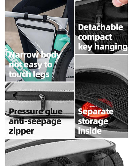 ROCKBROS Bicycle Bag Portable Triangle Bag Reflective Bike Tube Bag Cycling Frame Bag Outdoor Sports Bike Pannier Accessories