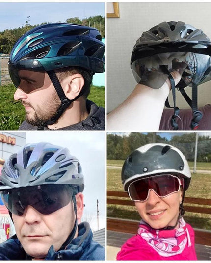 ROCKBROS Bicycle Helmet Men EPS Integrally-molded Breathable Cycling Helmet Men Women Goggles Lens Aero MTB Road Bike Helmet