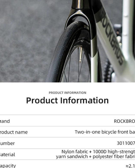 ROCKBROS Bicycle Bag Portable Lightweight MTB Road Bike Handlebar Bag 2.1L Big Capacity Multifunctional Riding Shoulder Bag