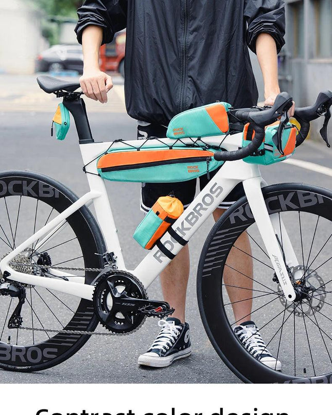 ROCKBROS Bicycle Bag Set Waterproof Combo Bag Front Bag Triangle Tube Bag Polyester Portable Bottle Bag Long-Distance Travel Bag
