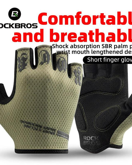 ROCKBROS Half Finger Gloves SBR Palm Pads Breathable Anti-shock Cycling Gloves High Elasticity Fitness Bicycle Fingerless Gloves