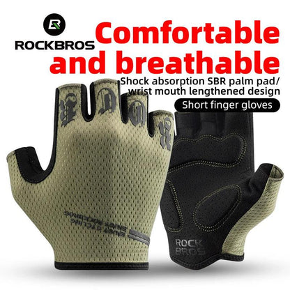 ROCKBROS Half Finger Gloves SBR Palm Pads Breathable Anti-shock Cycling Gloves High Elasticity Fitness Bicycle Fingerless Gloves