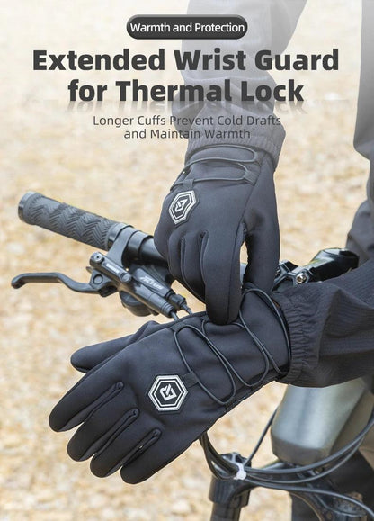 ROCKBROS Winter Gloves Touch Screen Gloves Warm Outdoor Cycling Driving Motorcycle Fleece Gloves Windproof Non Slip Full Fingers