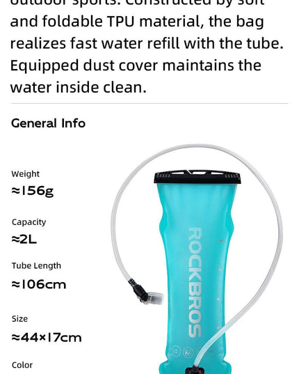 ROCKBROS 2L Water Bag Sports Portable Bicycle Water Bag Running Hydration Vest Backpack Outdoor Folding Water Bucket for Camping