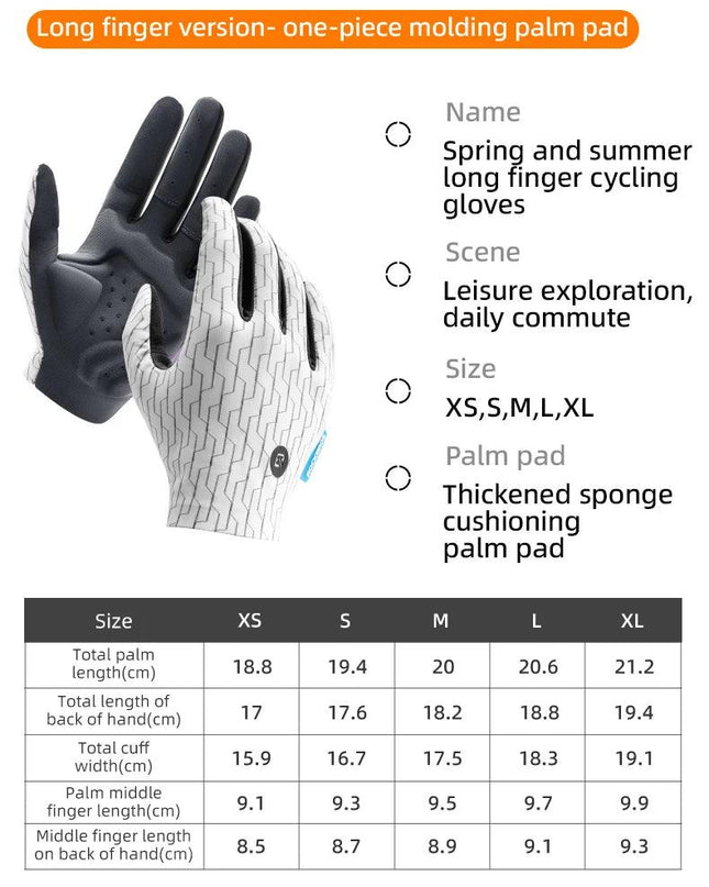 ROCKBROS Cycling Gloves Sunscreen Breathable MTB Road Bike Gloves Shock Absorption Non-slip Gloves Outdoor Thickened Palm Pad