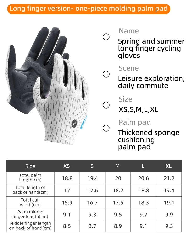 ROCKBROS Cycling Gloves Sunscreen Breathable MTB Road Bike Gloves Shock Absorption Non-slip Gloves Outdoor Thickened Palm Pad