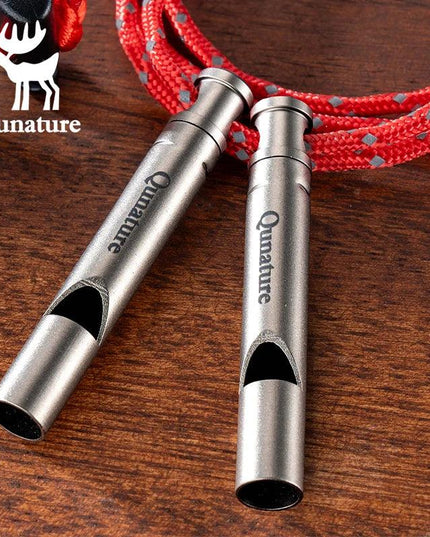 Qunature Portable Whistle Backpack Camping Hiking Survival Whistle Outdoors Tools Pure Titanium Whistle 1pcs Emergency Gear