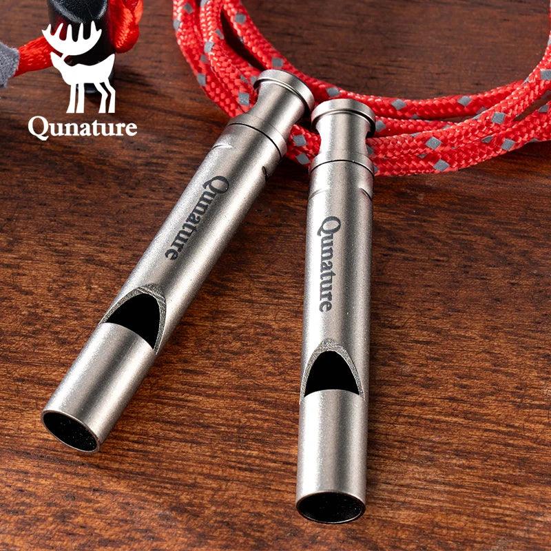 Qunature Portable Whistle Backpack Camping Hiking Survival Whistle Outdoors Tools Pure Titanium Whistle 1pcs Emergency Gear