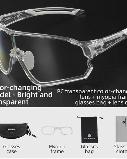ROCKBROS Photochromic Cycling Glasses UV400 Sunglasses Outdoor Sport Bicycle Eyewear MTB Racing Lightweight Flexible Goggles