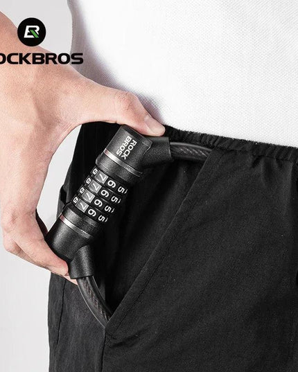 ROCKBROS Portable Bicycle Steel Cable Lock 4-Digit Password PVC Waterproof Dustproof Bike Lock Safety Lock MTB Road Accessories