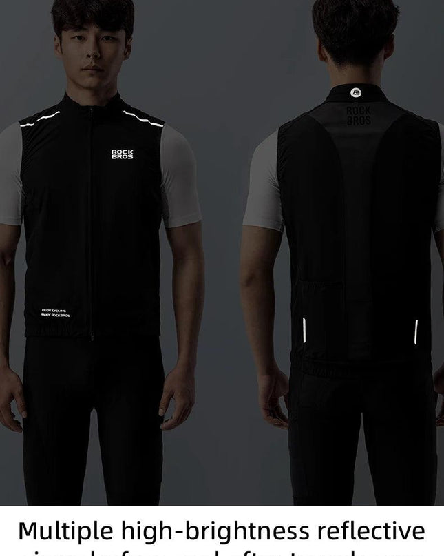 ROCKBROS Cycling Vest for Men Breathable Bicycle Clothing Outdoor Sports Windproof Running Vest Reflective Quick Dry Jersey