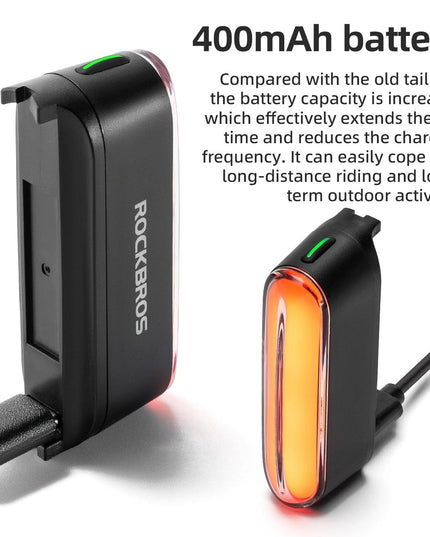 ROCKBROS Magnetic Bike Tail Light Type-C 7 modes Rechargeable LED Bicycle Rear Light for Night Riding Intelligent Brake Sensor