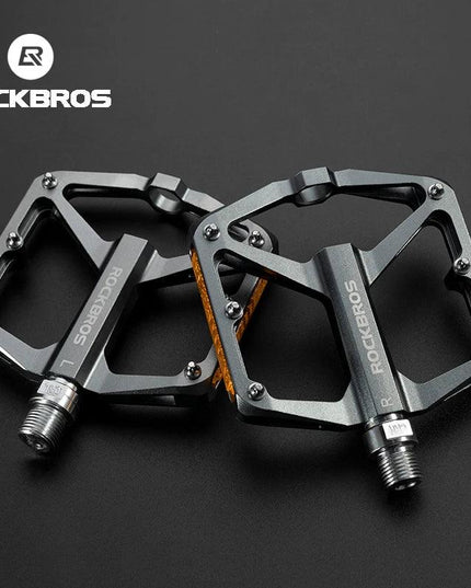 ROCKBROS Bicycle Pedals Save Effort Aluminum Alloy Anti-slip MTB Road Mountain Reflective Bearing Cycling Pedals Bike Accessory