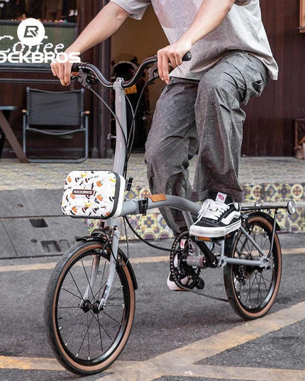 ROCKBROS Bicycle Bag Folding Bike Front Bag 1.9L Big Capacity Hard Sheel Commuting Casual Brompton Bicycle Bag Waterproof Zipper