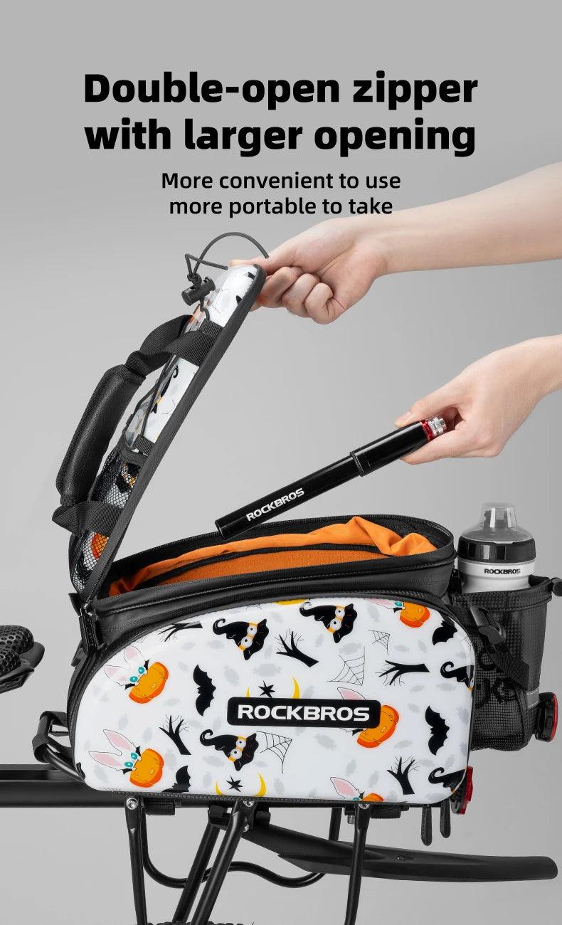 ROCKBROS 3 In 1 Bicycle Trunk Bag 35L Big Quality MTB Gravel Bike Bag Hard Shell Travel Luggage Panniers with Waterproof Cover