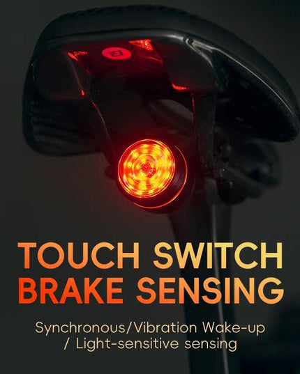 ROCKBROS Bicycle Tail Light Smart Auto Brake Sensing Light Waterproof Rear Touch-sensitive Cycling Taillight Vibration Wake-up