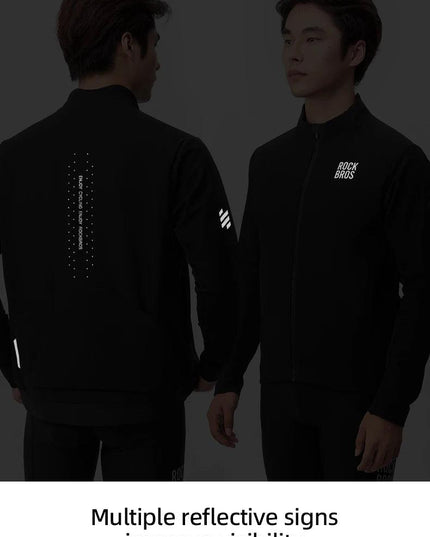 ROCKBROS Windproof Jacket Thermal Fleece Bike Jersey Autumn Winter Outdoor Sport Jacket Coat 0-15°with Italian warm fabric