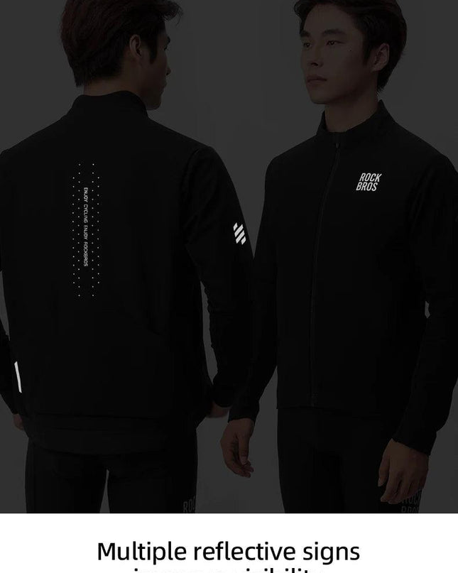 ROCKBROS Windproof Jacket Thermal Fleece Bike Jersey Autumn Winter Outdoor Sport Jacket Coat 0-15°with Italian warm fabric
