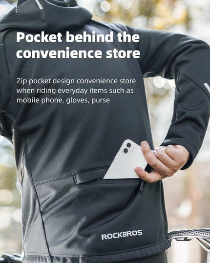 ROCKBROS Bicycle Jacket Winter Cycling Clothing Thermal Fleece Long Sleeve Cycling Bike Clothing Warmer Windproof Sportswear
