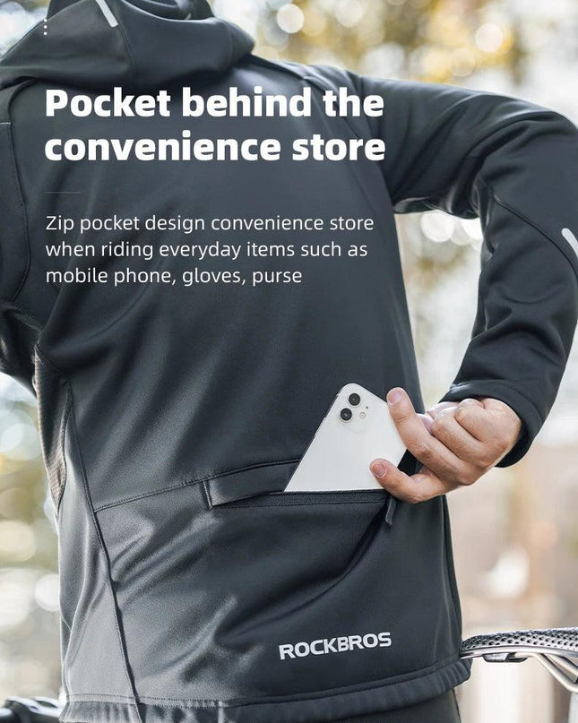 ROCKBROS Bicycle Jacket Winter Cycling Clothing Thermal Fleece Long Sleeve Cycling Bike Clothing Warmer Windproof Sportswear