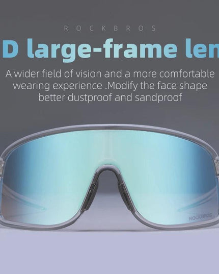 ROCKBROS Photochromic Glasses  HD Large-frame Lens Outdoor Riding Sunglasses UV400 Eyewear Sports Eye Protection Cycling Goggles