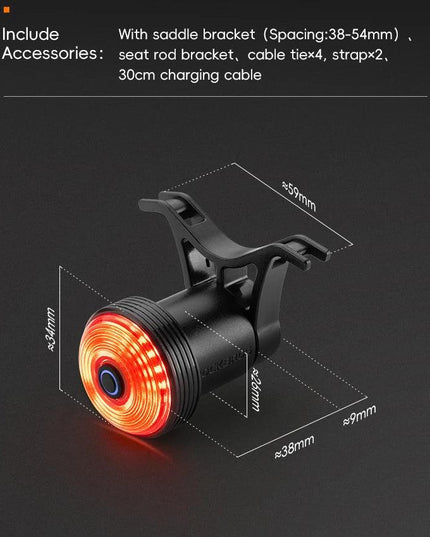 ROCKBROS Bicycle Taillight Smart Auto Brake Sensing MTB Road Bike Light New Type-C Charging Seatposts Saddle Bike Rear Light LED