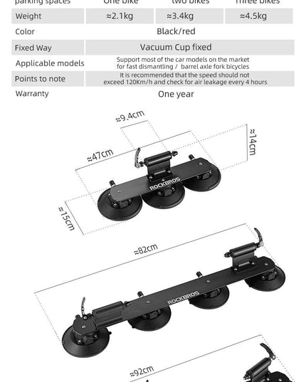 ROCKBROS Bike Bicycle Rack Suction Roof-Top Bike Car Racks Carrier Quick Install Bike Roof Rack MTB Mountain Road Bike Accessory