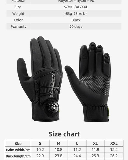 ROCKBROS Warm Bicycle Gloves Outdoor Touch Screen Winter Gloves Windproof Motorcycle Scooter Ski Anti-slip Thermal Bike Glove