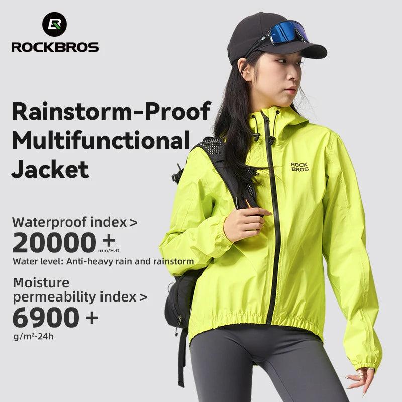 ROCKBROS Waterproof Cycling Jacket Raincoat Waterproof Breathable Outdoor Sport Windbreaker Cycling Hiking Men Women EUR Size