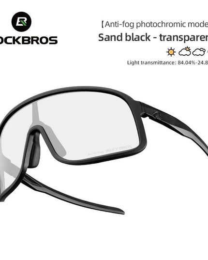 ROCKBROS Photochromic Glasses  HD Large-frame Lens Outdoor Riding Sunglasses UV400 Eyewear Sports Eye Protection Cycling Goggles