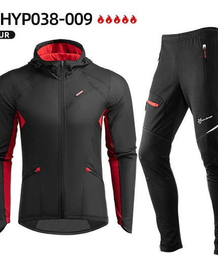 ROCKBROS Cycling Jersey Sets Winter Bicycle Clothes Windproof Thermal Fleece Bike Long Pants Outdoor Fishing Hiking Camping