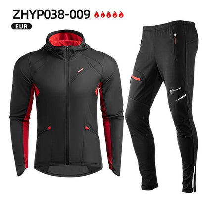 ROCKBROS Cycling Jersey Sets Winter Bicycle Clothes Windproof Thermal Fleece Bike Long Pants Outdoor Fishing Hiking Camping