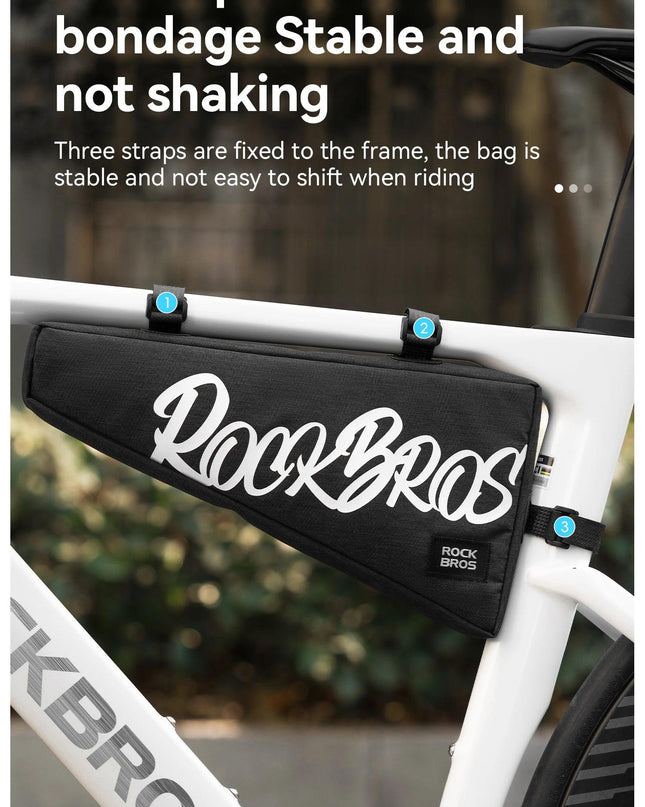 ROCKBROS Cycling Triangle Top Tube Bag Lightweight Bike Frame Pack for Tools and Accessories 1.9L large Capacity Triangle Bag