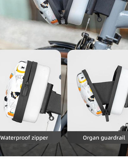 ROCKBROS Bicycle Bag Folding Bike Front Bag 1.9L Big Capacity Hard Sheel Commuting Casual Brompton Bicycle Bag Waterproof Zipper