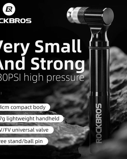 ROCKBROS Mini 130PSI Bicycle Pump Aluminum Alloy Wear-resistant Portable Drop-proof Bike Inflator For AV FV Ultralight Air Pump