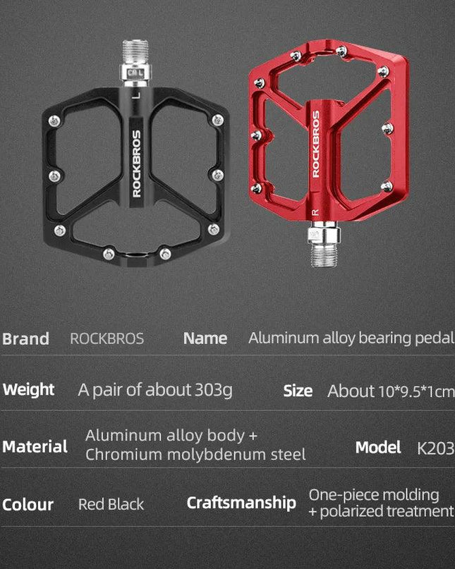 ROCKBROS Bike Pedals Aluminum Alloy Anti-slip Bicycle Pedals Ultralight Sealed Bearing One-piece MTB Road Mountain Cycling Pedal