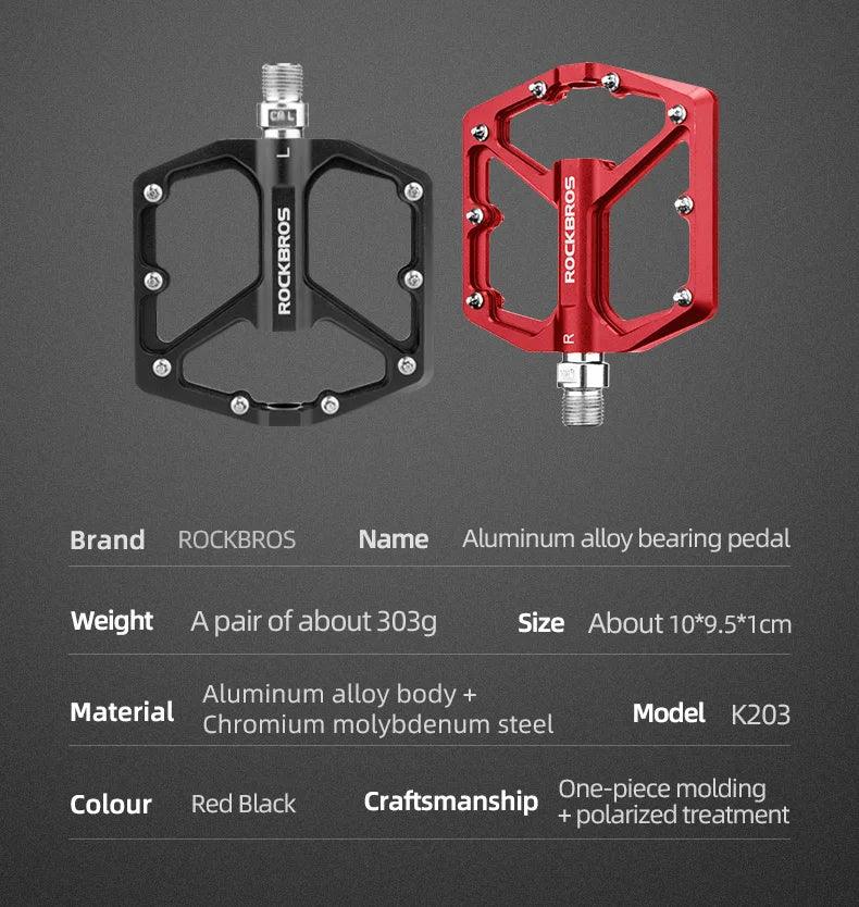 ROCKBROS Bike Pedals Aluminum Alloy Anti-slip Bicycle Pedals Ultralight Sealed Bearing One-piece MTB Road Mountain Cycling Pedal